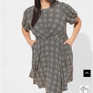 TORRID black print Mini Super Soft Balloon Sleeve Aline Dress